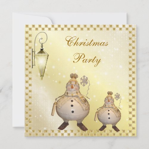 Cute  Classy Snowman Christmas Party Invitation