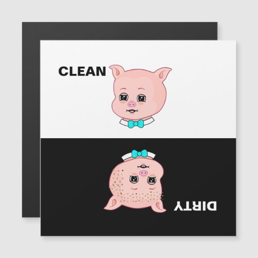Cute Clean Dirty Pig Cartoon (Front/Back)