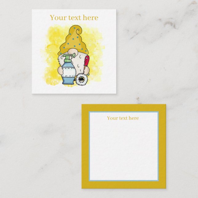 cute cleaning business add text gnome  note card (Front/Back)
