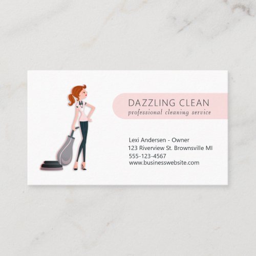 Cute Cleaning Maid House Clean Service Business Card