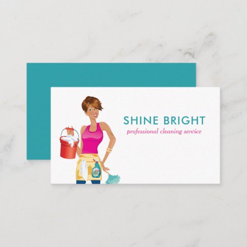Cute Cleaning Maid House Clean Service Business Card