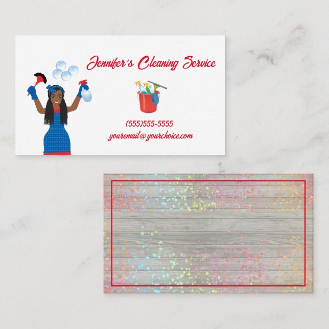 Cute Cleaning Maid Housecleaning Service Business Card (Front/Back)