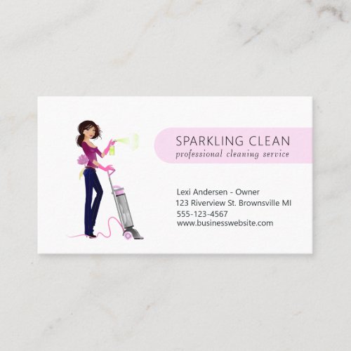 Cute Cleaning Maid Vacuum House Clean Service Business Card