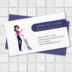 Cute Cleaning Maid Vacuum House Clean Service Business Card