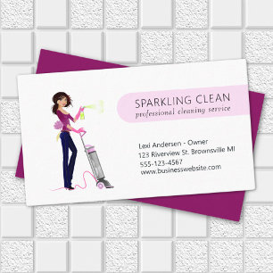 Cute Cleaning Maid Vacuum House Clean Service Business Card
