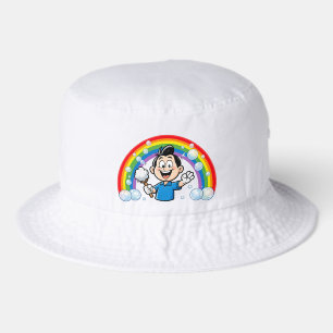 Cute Cleaning Mascot Rainbow Cartoon Design Art Bucket Hat