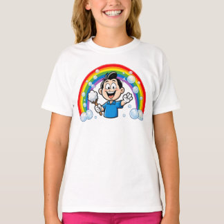 Cute Cleaning Mascot Rainbow Cartoon Design Art T-Shirt