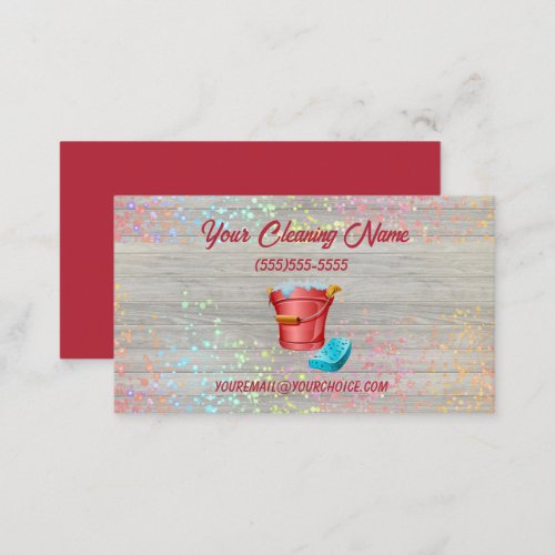 Cute Cleaning Service Supplies Bucket Business Card