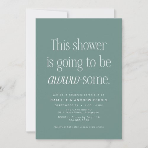 Cute clever awesome green baby shower invitation