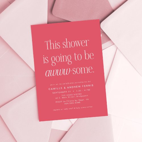 Cute clever awesome pink baby shower invitation