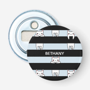 Cute Climbing Cats on Striped Personalised Bottle Opener