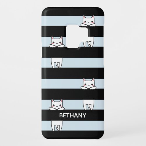 Cute Climbing Cats on Striped Personalised Case_Mate Samsung Galaxy S9 Case