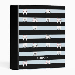 Cute Climbing Cats on Striped Personalised Mini Binder