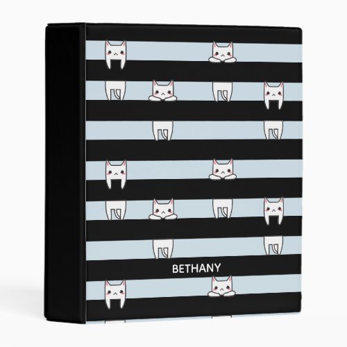 Cute Climbing Cats on Striped Personalised Mini Binder