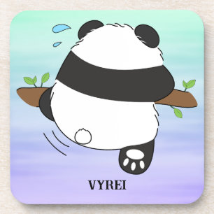 Cute Climbing Panda Double Side Front Back Beverage Coaster