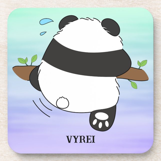 Cute Climbing Panda Double Side Front Back Beverage Coaster (Front)