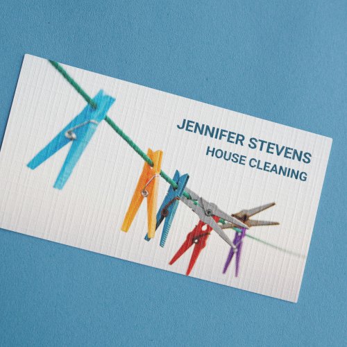 Cute Clothesline House Cleaning Maid Housekeeper Business Card