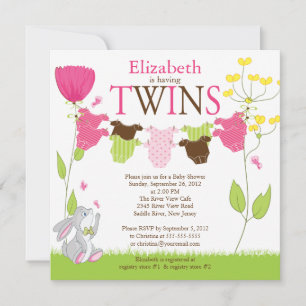 Cute Clothesline Multiple Baby Shower Invitations