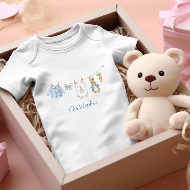 Cute Clothesline Peter the Rabbit  Baby Bodysuit (Creator Uploaded)