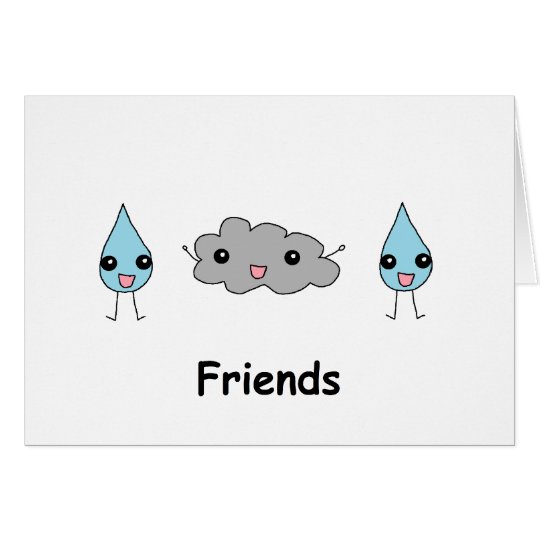 Cute Cloud and Raindrop Friends Card