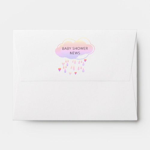 Cute Cloud And Raindrops Pastel Baby Shower Envelope