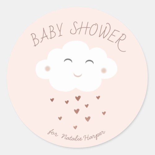 Cute cloud baby shower classic round sticker