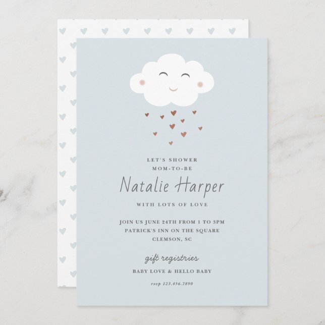 Cute Cloud Baby Shower Invitation (Front/Back)