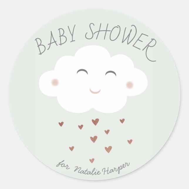 Cute cloud baby shower sticker (Front)