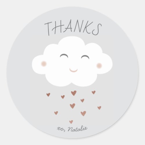 Cute cloud baby shower thank you sticker