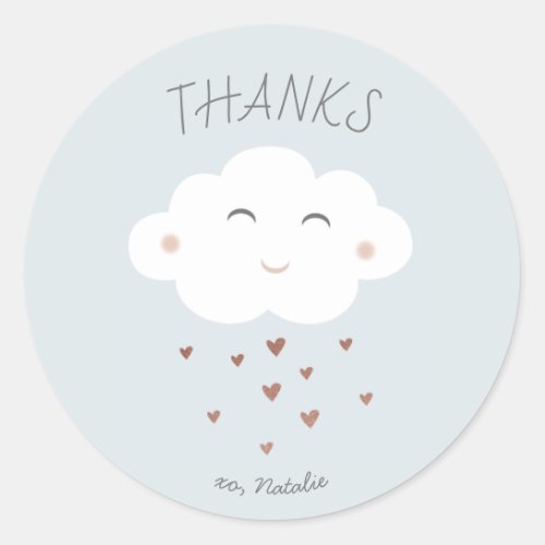 Cute cloud baby shower thank you sticker