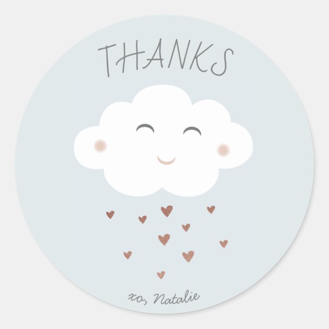 Cute cloud baby shower thank you sticker (Front)