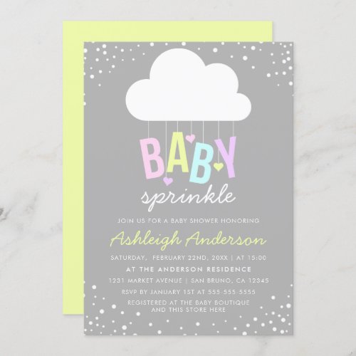 Cute Cloud & Confetti Baby Shower Invitation - Cute Cloud & Confetti Baby Shower Invitations by Eugene Designs.