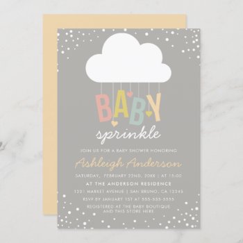 Cute Cloud & Confetti Baby Sprinkle Invitation by Eugene_Designs at Zazzle