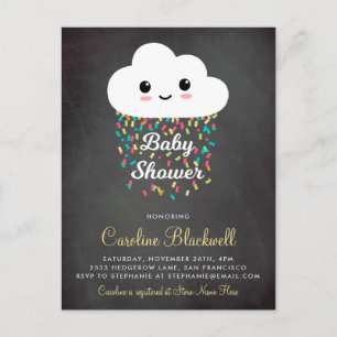 Cute Cloud & Confetti   Chalkboard Baby Shower Invitation Postcard