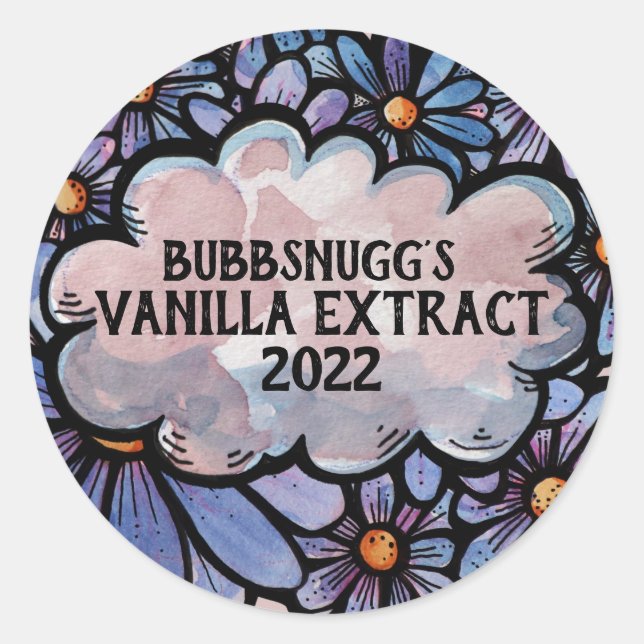Cute cloud flower daisy vanilla extract art classic round sticker (Front)