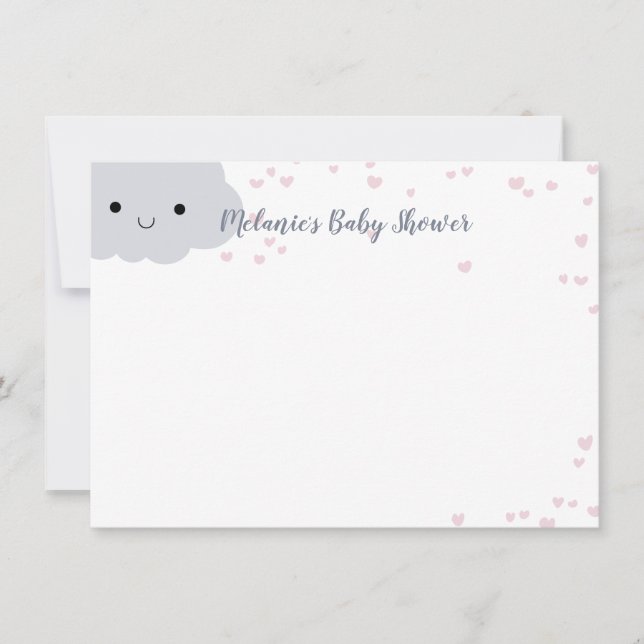 Cute Cloud Hearts Baby Shower Custom Stationery Invitation (Front)