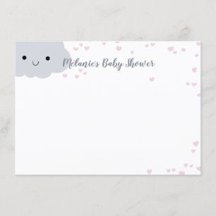 Cute Cloud Hearts Baby Shower Custom Stationery Invitation