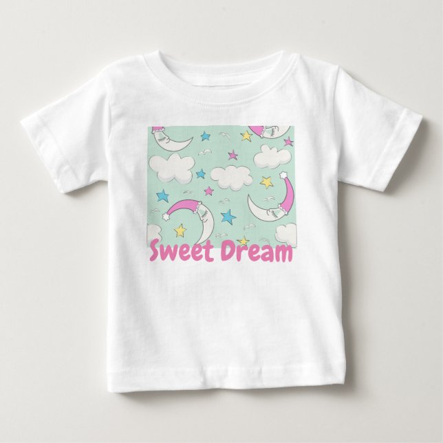 cute cloud moon stars baby t-shirt (Front)