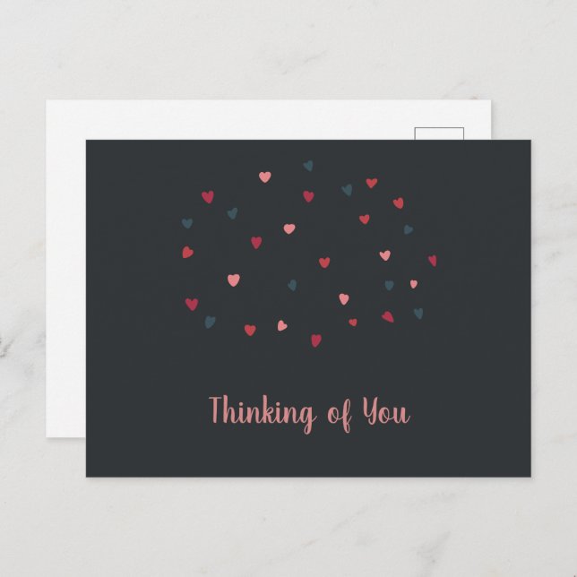 Cute Cloud of Colorful Hearts on Dark Postcard (Front/Back)