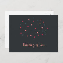 Cute Cloud of Colorful Hearts on Dark Postcard