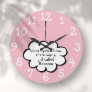 Cute Cloud on a String Fun Personalized Pink Large Clock