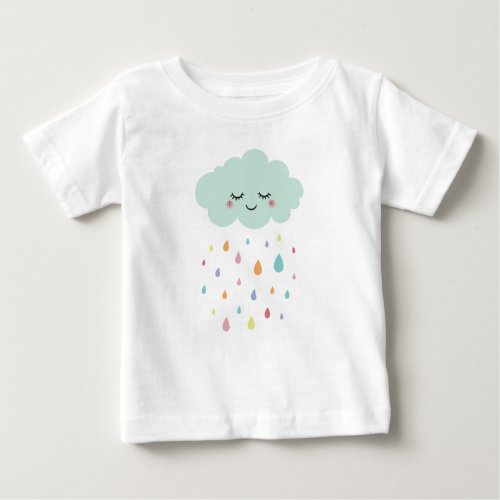 Cute Cloud Pastel Colored Raindrops Baby t_Shirt