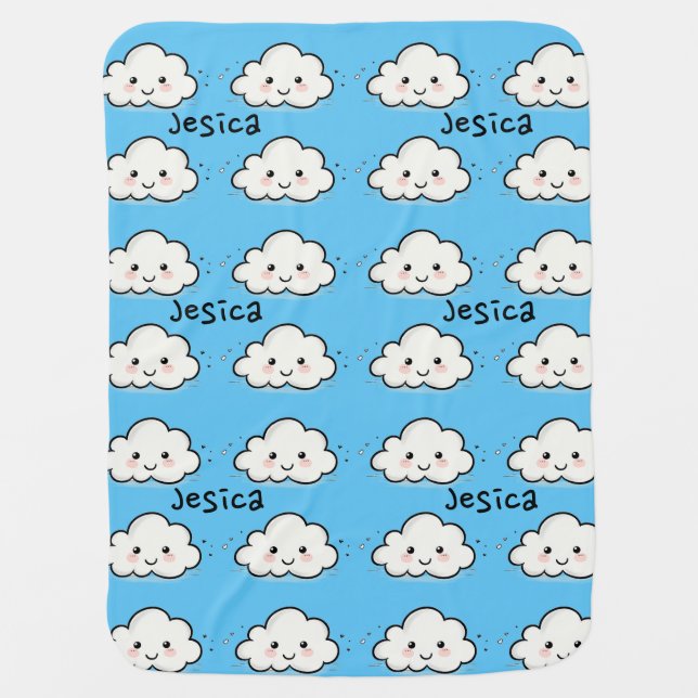 Cute Cloud Pattern Baby Blanket (Front)