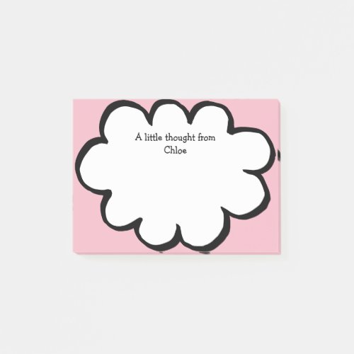 Cute Cloud Personalized Name Message Pink Post_it Notes