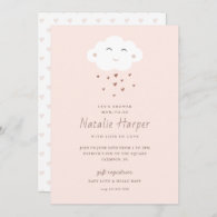 Cute Cloud Pink Baby Shower Invitation