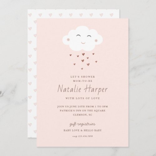 Cute Cloud Pink Baby Shower Invitation