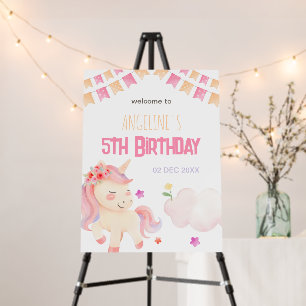 Cute Cloud Pink Unicorn Colorful Girl Birthday Foam Board