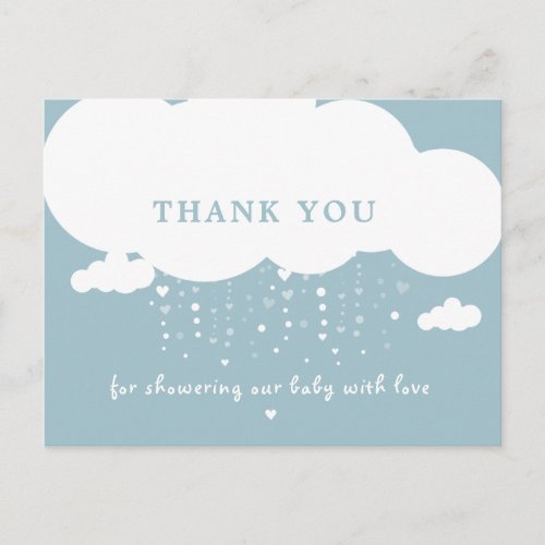 Cute Cloud Rain Hearts Baby Shower Thank You Postcard