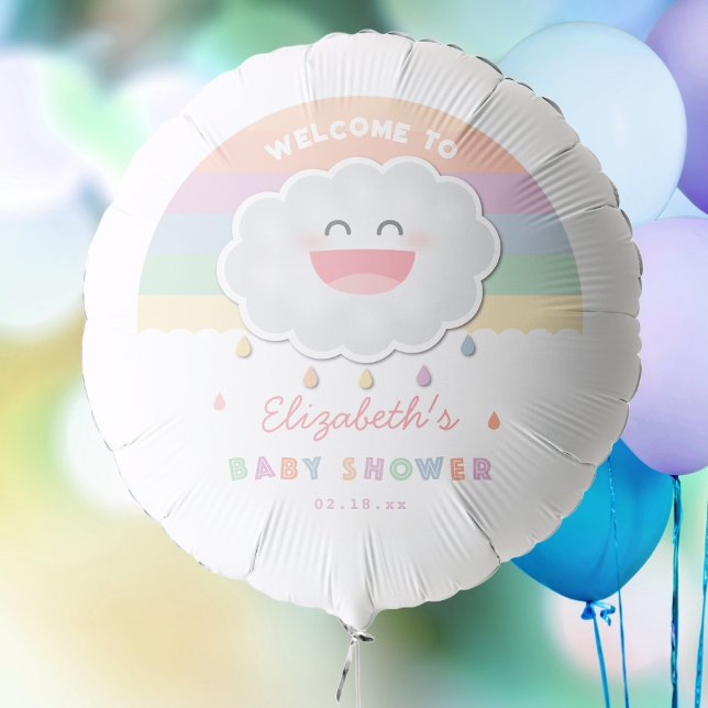 Cute Cloud Raindrops Gender Neutral Baby Shower Balloon (Creator Uploaded)