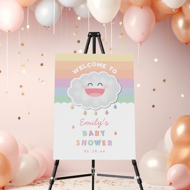 Cute Cloud Raindrops Gender Neutral Baby Shower Foam Board (Creator Uploaded)